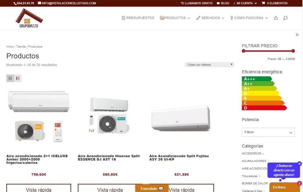 Diseño web para la tienda online del Grupo Bazzo