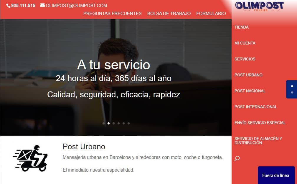 Nueva web para OLIMPOST (una empresa de envíos y mensajería)