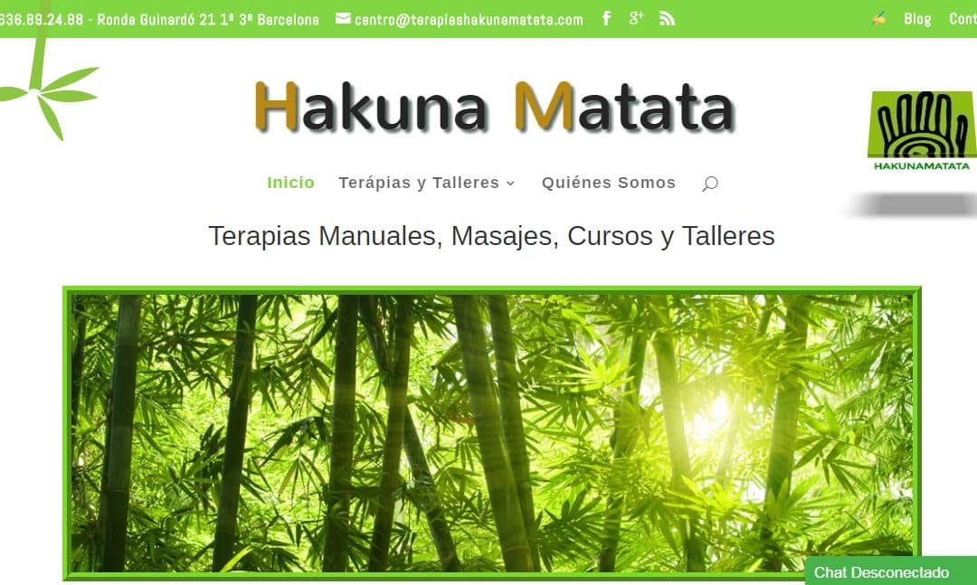 Disseny del web per Centre de Teràpies Naturals Hakuna Matata