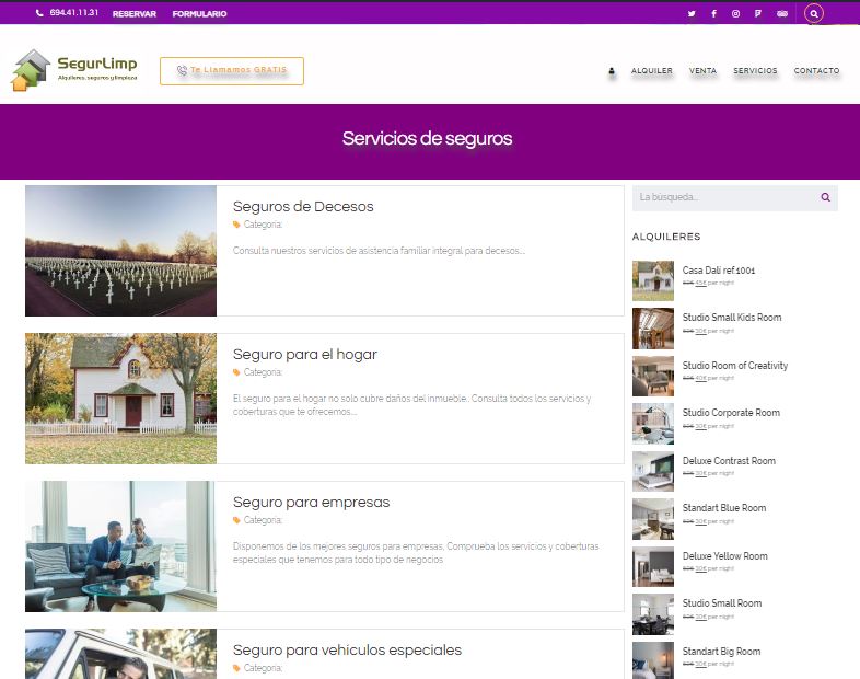 Construcción de la web SegurLimp