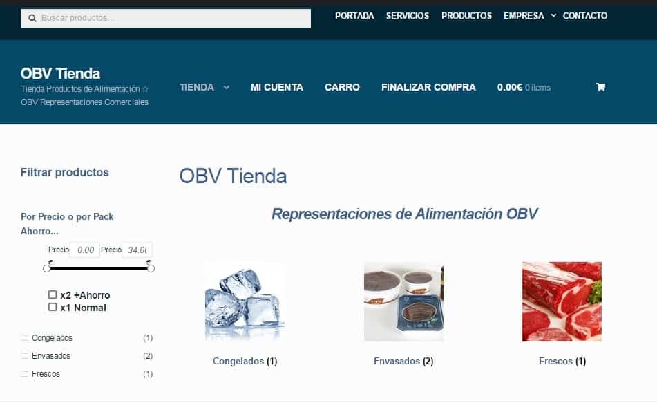 Diseño de Tienda OBV – Representaciones de Alimentacion