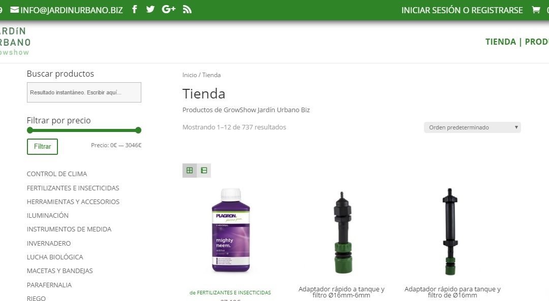 Construcción y diseño del GrowShop Online JardinUrbano.Biz